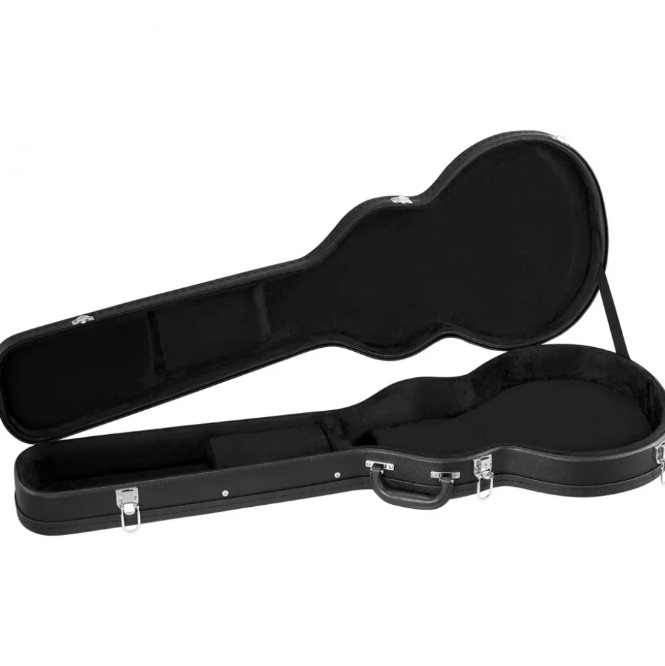 VEVOR Electric Guitar Hard Case, 42.2 Inch, Wooden Hard-Shell Protective Carrying Case with Lock Latch, Sponge Lining, Keys, Accessory Compartment, Water-Resistant, for 39 Inch Les Paul Guitars, Black