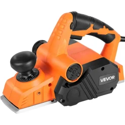 VEVOR Electric Hand Planer, 3-1/4-Inch Cut Width, 7-Amp 14500 RPM Corded Power Handheld Planer for Wood, with Adjustable Cut Depth, 2 Blades, for Woodworking Wood Chamfer DIY Smooth Finish Carpentry