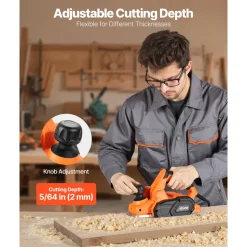 VEVOR Electric Hand Planer, 3-1/4-Inch Cut Width, 7-Amp 16800 RPM Corded Power Handheld Planer for Wood, with Adjustable Cut Depth, 2 Blades, for Woodworking Wood Chamfer DIY Smooth Finish Carpentry