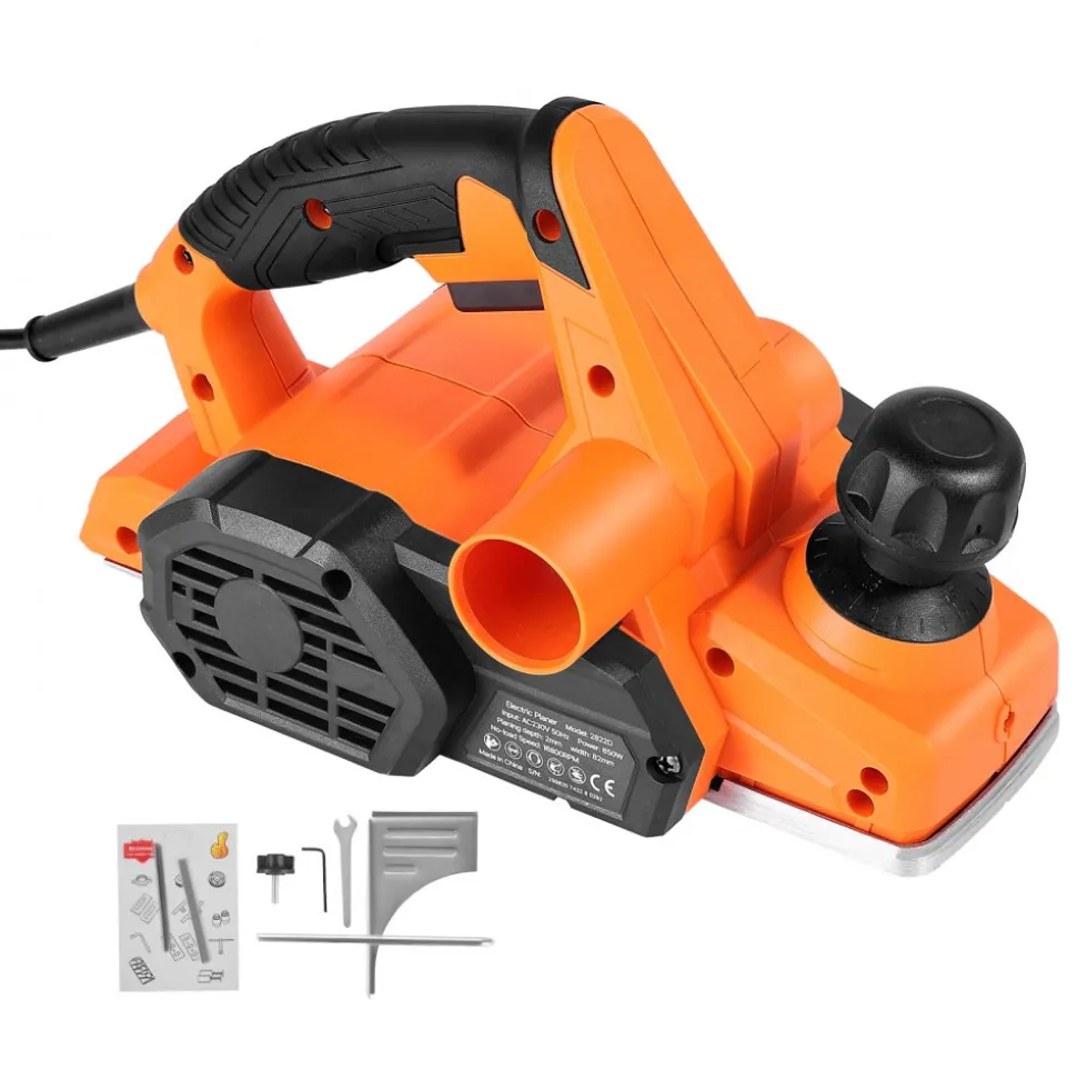 VEVOR Electric Hand Planer, 3-1/4-Inch Cut Width, 7-Amp 16800 RPM Corded Power Handheld Planer for Wood, with Adjustable Cut Depth, 2 Blades, for Woodworking Wood Chamfer DIY Smooth Finish Carpentry
