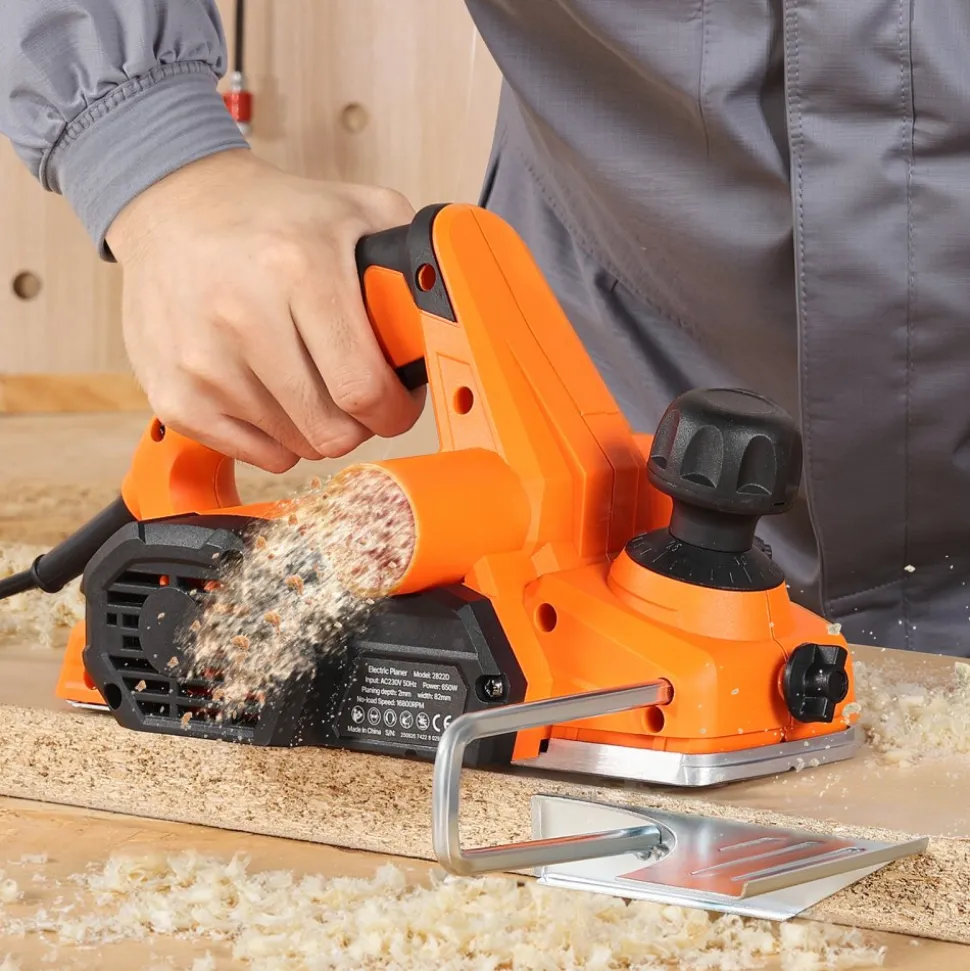 VEVOR Electric Hand Planer, 3-1/4-Inch Cut Width, 7-Amp 16800 RPM Corded Power Handheld Planer for Wood, with Adjustable Cut Depth, 2 Blades, for Woodworking Wood Chamfer DIY Smooth Finish Carpentry