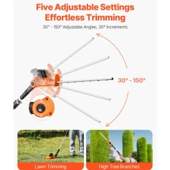 VEVOR Electric Hedge Trimmer, 1200 RPM, 6.2 - 7.8 Ft Extendable, Pole Hedge Trimmer for High Branch, 20V Battery, Cordless Hedge Trimmer with 20 in Blade, 5 Angles Adjustable for Yard Garden