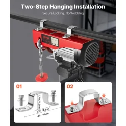 VEVOR Electric Hoist, 1320 lbs Lifting Capacity, 1150W 110V Electric Steel Wire Winch with 14ft Wired Remote Control, 40ft Single Cable Lifting Height & Pure Copper Motor, for Garage Warehouse Factory