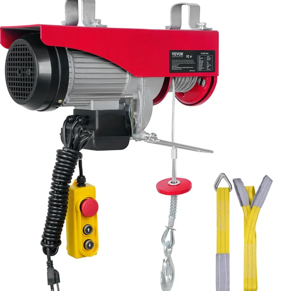 VEVOR Electric Hoist, 1320 lbs Lifting Capacity, 1150W 110V Electric Steel Wire Winch with 14ft Wired Remote Control, 40ft Single Cable Lifting Height & Pure Copper Motor, for Garage Warehouse Factory