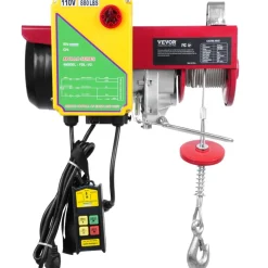 VEVOR Electric Hoist, 880 lbs Lifting Capacity, 850W 110V Electric Steel Wire Winch with Wireless Remote Control, 40ft Single Cable Lifting Height & High-quality Motor, for Garage Warehouse Factory