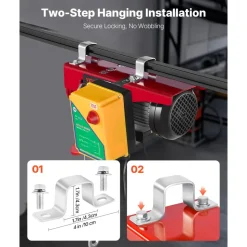 VEVOR Electric Hoist, 880 lbs Lifting Capacity, 850W 110V Electric Steel Wire Winch with Wireless Remote Control, 40ft Single Cable Lifting Height & High-quality Motor, for Garage Warehouse Factory