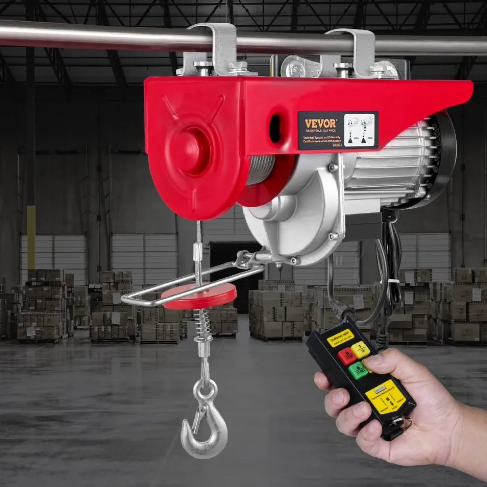 VEVOR Electric Hoist, 880 lbs Lifting Capacity, 850W 110V Electric Steel Wire Winch with Wireless Remote Control, 40ft Single Cable Lifting Height & High-quality Motor, for Garage Warehouse Factory