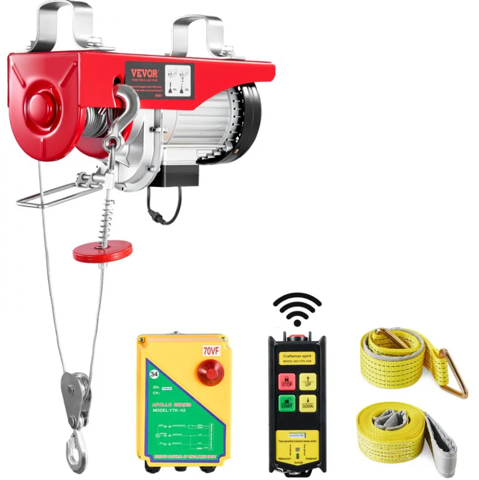VEVOR Electric Hoist, 880 lbs Lifting Capacity, 850W 110V Electric Steel Wire Winch with Wireless Remote Control, 40ft Single Cable Lifting Height & High-quality Motor, for Garage Warehouse Factory