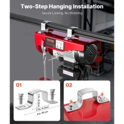 VEVOR Electric Hoist, 440 lbs 120V Electric Winch with 328 ft Wireless & 14 ft Wired Remote Control, 40 ft Single Cable Lifting Height, Single/Double Slings, Lift Hoist for Garage Warehouse Factory