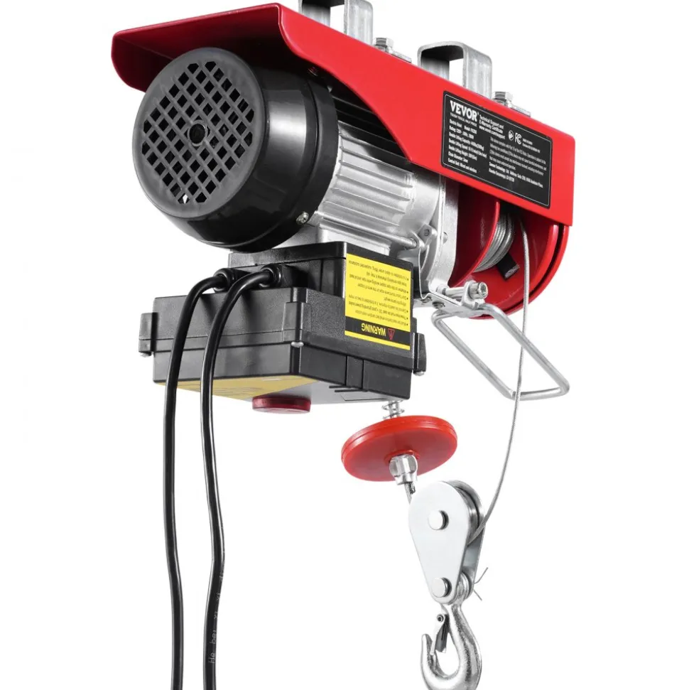 VEVOR Electric Hoist, 440 lbs 120V Electric Winch with 328 ft Wireless & 14 ft Wired Remote Control, 40 ft Single Cable Lifting Height, Single/Double Slings, Lift Hoist for Garage Warehouse Factory