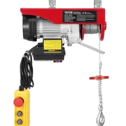 VEVOR Electric Hoist, 440 lbs 120V Electric Winch with 328 ft Wireless & 14 ft Wired Remote Control, 40 ft Single Cable Lifting Height, Single/Double Slings, Lift Hoist for Garage Warehouse Factory