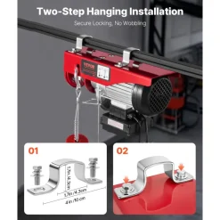 VEVOR Electric Hoist, 1320 lbs 120V Electric Winch with 328 ft Wireless & 14 ft Wired Remote Control, 40 ft Single Cable Lifting Height, Single/Double Slings, Lift Hoist for Garage Warehouse Factory