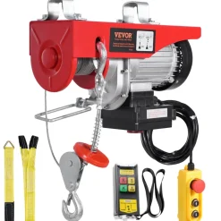 VEVOR Electric Hoist, 1320 lbs 120V Electric Winch with 328 ft Wireless & 14 ft Wired Remote Control, 40 ft Single Cable Lifting Height, Single/Double Slings, Lift Hoist for Garage Warehouse Factory