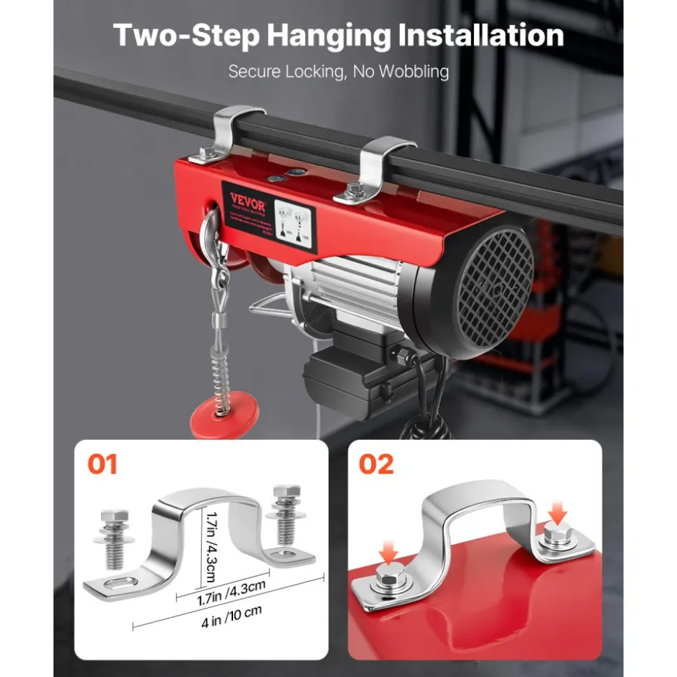 VEVOR Electric Hoist 1760lbs with 14ft Wired Remote Control, Electric Hoist 110 Volt with 40ft Single Cable Lifting Height & High-quality Motor, for Garage Warehouse Factory