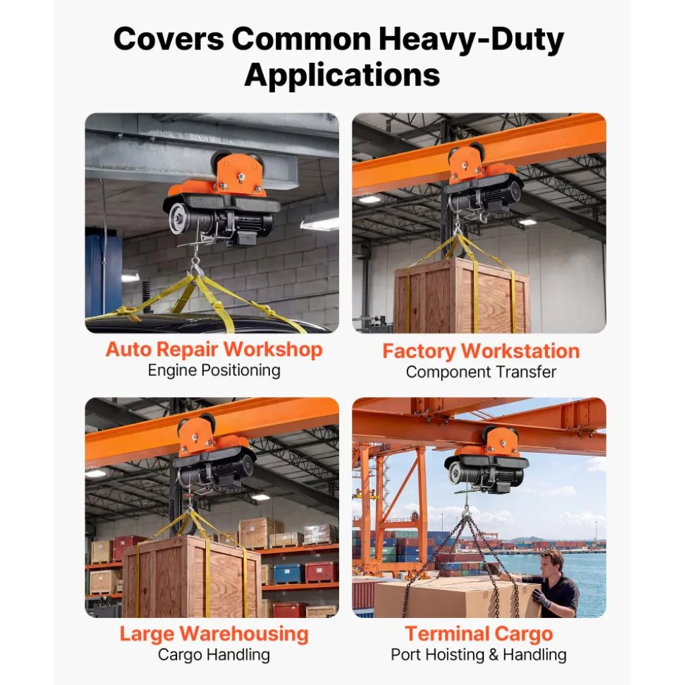VEVOR Electric Hoist Manual Trolley, 1100 lbs/0.5 Ton Load for PA200 PA250 PA300 PA400 PA500, Push Beam Trolley with Dual Wheels, 2.68"-4.33" Adjustable Beam Flange Width for Straight & Curved I-Beam