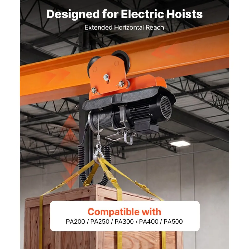VEVOR Electric Hoist Manual Trolley, 1100 lbs/0.5 Ton Load for PA200 PA250 PA300 PA400 PA500, Push Beam Trolley with Dual Wheels, 2.68"-4.33" Adjustable Beam Flange Width for Straight & Curved I-Beam