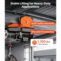 VEVOR Electric Hoist Manual Trolley, 1100 lbs/0.5 Ton Load for PA200 PA250 PA300 PA400 PA500, Push Beam Trolley with Dual Wheels, 2.68