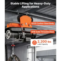 VEVOR Electric Hoist Manual Trolley, 2200 lbs/1 Ton Load for PA600 PA700 PA800 PA900 PA1000, Push Beam Trolley with Dual Wheels, 2.68