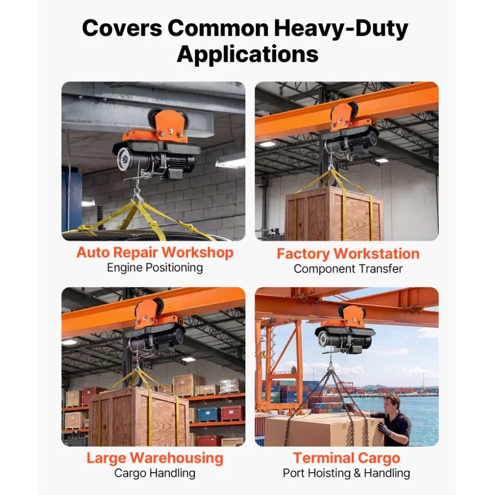 VEVOR Electric Hoist Manual Trolley, 2200 lbs/1 Ton Load for PA600 PA700 PA800 PA900 PA1000, Push Beam Trolley with Dual Wheels, 2.68"-4.33" Adjustable Beam Flange Width for Straight & Curved I-Beam