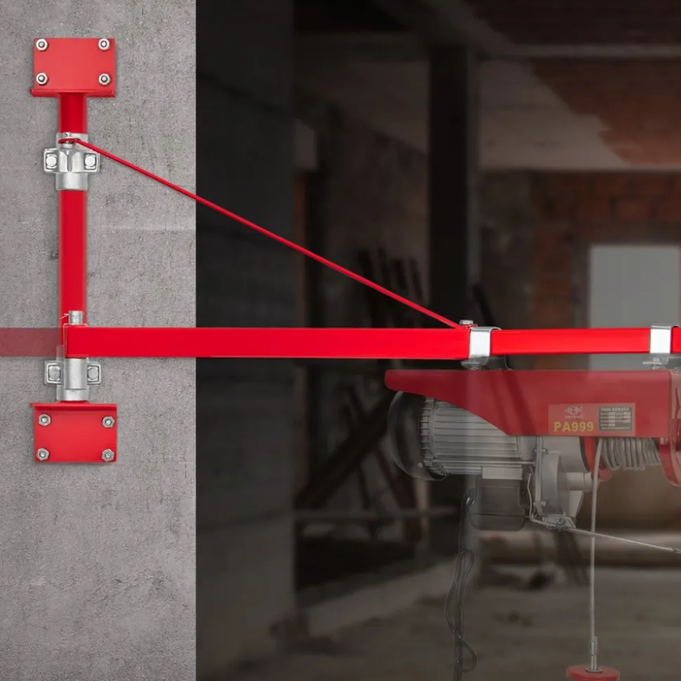 VEVOR Electric Hoist Support Arm, 1320 lbs Max Load Capacity, Electric Hoist Holder Swing Arm with Pole, Steel Hoist Frame, 180° Swivel Scaffold Hoist Lifting Arm, Winch Hoist Arm for Workshop, Garage