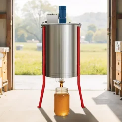 VEVOR Electric Honey Extractor, 6 Frame Honey Spinner with Transparent Lid, 140W Stainless Steel Honeycomb Drum Spinner, Height Adjustable, Honeycomb Extraction Equipment for Beekeeping