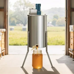 VEVOR Electric Honey Extractor, 3 Frame Honey Spinner with Transparent Lid, 140W Stainless Steel Honeycomb Drum Spinner, Height Adjustable, Honeycomb Extraction Equipment for Beekeeping
