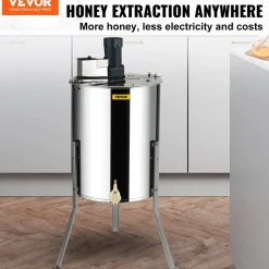 VEVOR Electric Honey Extractor, 4/8 Frames Honey Spinner Extractor, Stainless Steel Beekeeping Extraction, Apiary Centrifuge Equipment with Height Adjustable Stand, Honeycomb Drum Spinner with Lid