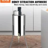 VEVOR Electric Honey Extractor, 2/4 Frames Honey Spinner Extractor, Stainless Steel Beekeeping Extraction, Apiary Centrifuge Equipment with Height Adjustable Stand, Honeycomb Drum Spinner with Lid
