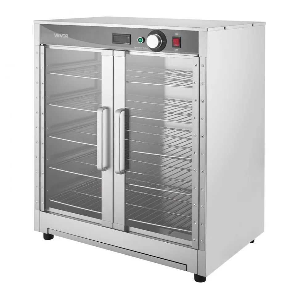 VEVOR Electric Hot Box Food Warmer, 5-Tier Commercial Warming Cabinet with Water Tray, Double-Door and Adjustable Shelves, Stainless Steel Food Warmer Cabinet, for Restaurant, Kitchen, Pizza, Chicken
