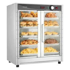VEVOR Electric Hot Box Food Warmer, 5-Tier Commercial Warming Cabinet with Water Tray, Double-Door and Adjustable Shelves, Stainless Steel Food Warmer Cabinet, for Restaurant, Kitchen, Pizza, Chicken