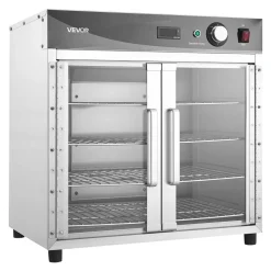 VEVOR Electric Hot Box Food Warmer, 4-Tier Commercial Warming Cabinet with Water Tray, Glass Door and Adjustable Shelves, Stainless Steel Food Warmer Cabinet, for Restaurant, Kitchen, Pizza, Chicken