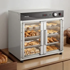 VEVOR Electric Hot Box Food Warmer, 4-Tier Commercial Warming Cabinet with Water Tray, Glass Door and Adjustable Shelves, Stainless Steel Food Warmer Cabinet, for Restaurant, Kitchen, Pizza, Chicken