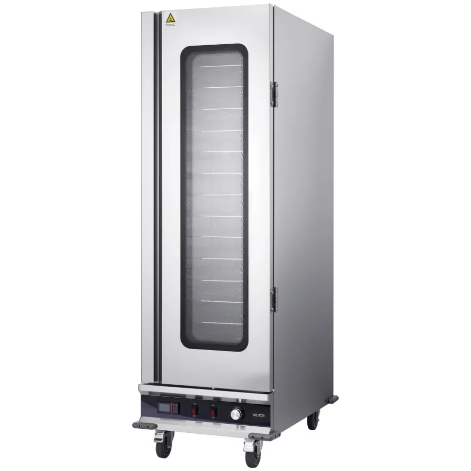VEVOR Electric Hot Box Food Warmer, 16-Tier Commercial Warming Cabinet with Water Tray, Glass Door and Adjustable Shelves, Stainless Steel Food Warmer Cabinet, for Restaurant, Kitchen, Pizza, Chicken