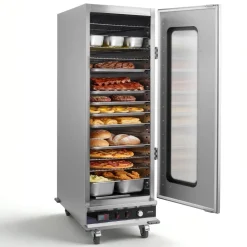 VEVOR Electric Hot Box Food Warmer, 16-Tier Commercial Warming Cabinet with Water Tray, Glass Door and Adjustable Shelves, Stainless Steel Food Warmer Cabinet, for Restaurant, Kitchen, Pizza, Chicken