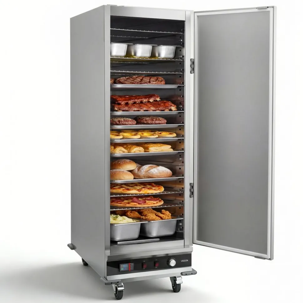 VEVOR Electric Hot Box Food Warmer, 16-Tier Commercial Warming Cabinet with Water Tray, Single-Door and Adjustable Shelves, Stainless Steel Food Warmer Cabinet, for Restaurant, Kitchen, Pizza, Chicken