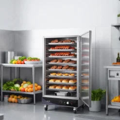 VEVOR Electric Hot Box Food Warmer, 8-Tier Commercial Warming Cabinet with Water Tray, Single-Door and Adjustable Shelves, Stainless Steel Food Warmer Cabinet, for Restaurant, Kitchen, Pizza, Chicken