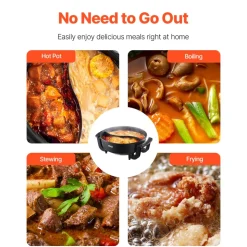 VEVOR Electric Hot Pot, 1360W 5 L Double-flavor Shabu Shabu Pot, Non-Stick Electric Cooker with Divider, Clear Glass Lid, Temperature control, Chinese Hotpot for 6-10 People Family Dinning & Party