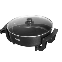 VEVOR Electric Hot Pot, 1360W 5 L Double-flavor Shabu Shabu Pot, Non-Stick Electric Cooker with Divider, Clear Glass Lid, Temperature control, Chinese Hotpot for 6-10 People Family Dinning & Party