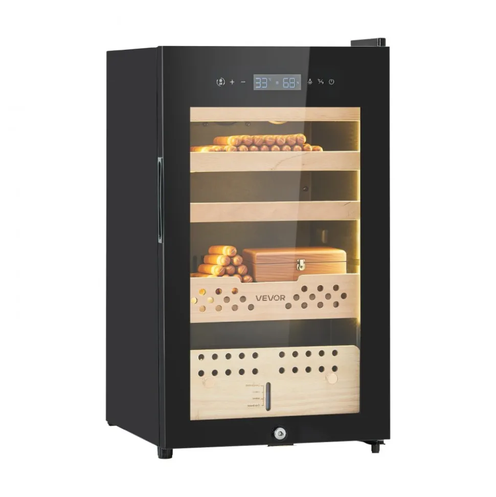 VEVOR Electric Humidor, 70L, 400 Counts Electric Cigar Humidor Cabinet with Compressor Cooling, Constant Humidity & Temperature Control, Spanish Cedar Wood Shelves & Drawers, 4 Layers, for Household