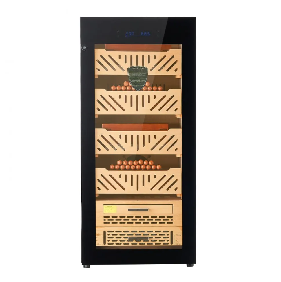VEVOR Electric Humidor, 105L, 1000 Counts Electric Cigar Humidor Cabinet with Compressor Cooling, Constant Humidity & Temperature Control, Spanish Cedar Wood Shelves & Drawers, 4 Layers, for Household