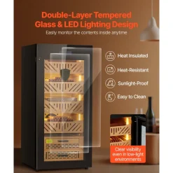 VEVOR Electric Humidor, 105L, 1000 Counts Electric Cigar Humidor Cabinet with Compressor Cooling, Constant Humidity & Temperature Control, Spanish Cedar Wood Shelves & Drawers, 4 Layers, for Household