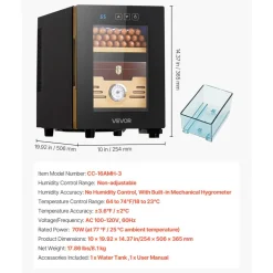 VEVOR Electric Humidor, 288L, 1700 Counts Electric Cigar Humidor Cabinet with Compressor Cooling, Constant Humidity & Temperature Control, Spanish Cedar Wood Shelves & Drawers, 7 Layers, for Household