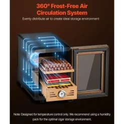 VEVOR Electric Humidor, 288L, 1700 Counts Electric Cigar Humidor Cabinet with Compressor Cooling, Constant Humidity & Temperature Control, Spanish Cedar Wood Shelves & Drawers, 7 Layers, for Household