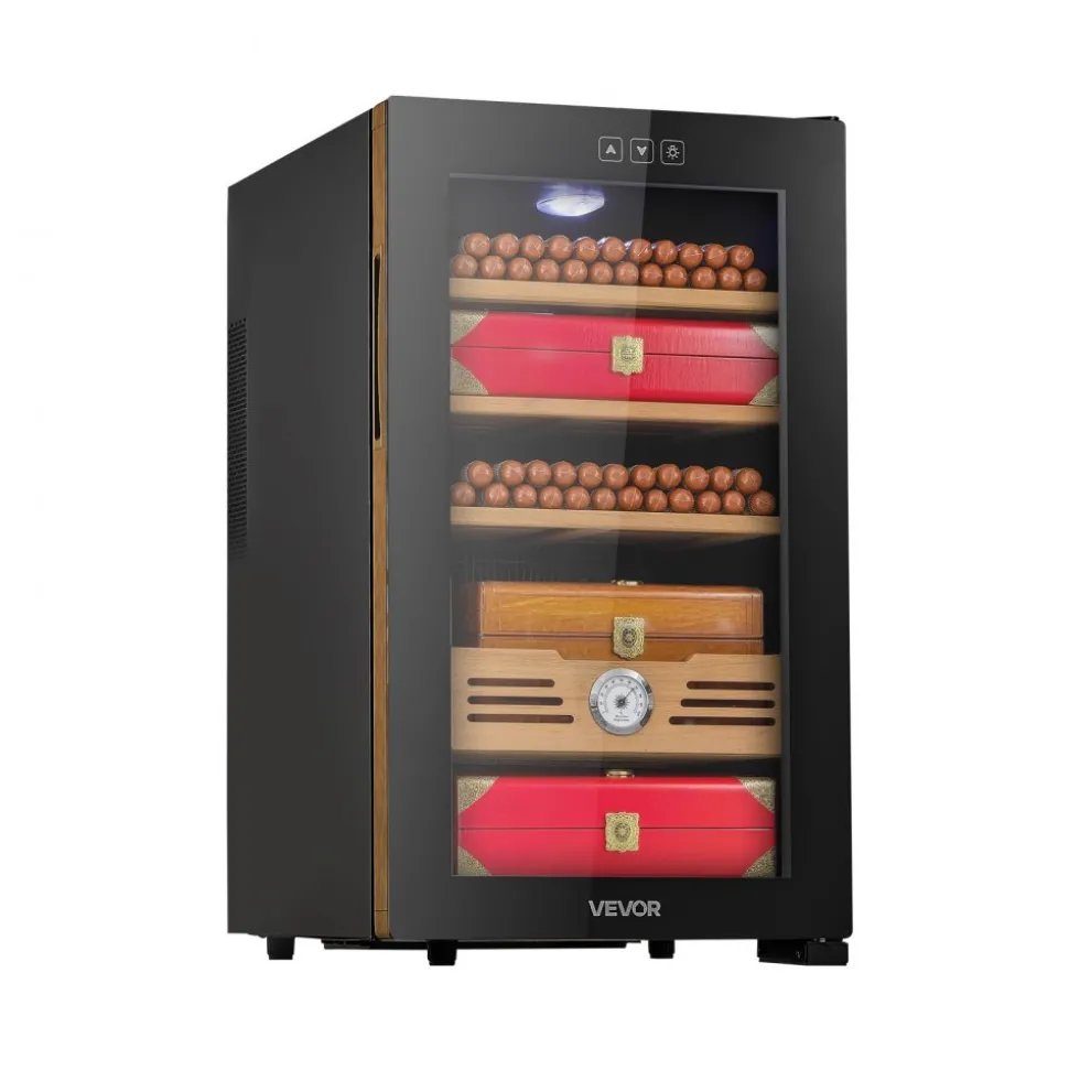 VEVOR Electric Humidor, 48L, 350 Counts Electric Cigar Humidor Cabinet with Cooling Temperature Control, Spanish Cedar Wood Shelves & Drawers, Mechanical Hygrometer, 4 Layers, Cooler for Household