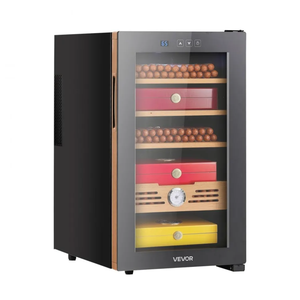 VEVOR Electric Humidor, 48L, 350 Counts Electric Cigar Humidor Cabinet with Cooling Temperature Control, Spanish Cedar Wood Shelves & Drawers, Mechanical Hygrometer, 4 Layers, Cooler for Household