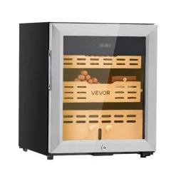 VEVOR Electric Humidor, 23L, 150 Counts Electric Cigar Humidor Cabinet with Cooling Temperature Control, Spanish Cedar Wood Shelves & Drawers, Mechanical Hygrometer, 3 Layers, Cooler for Household