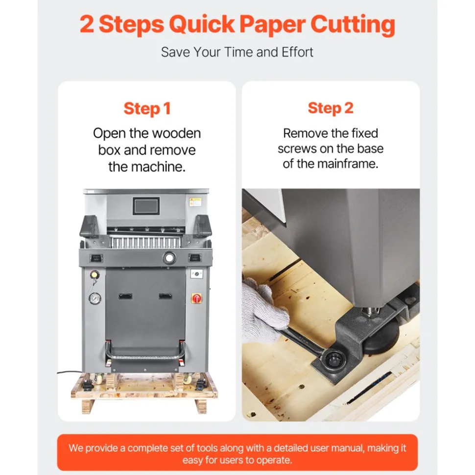 VEVOR Electric Hydraulic Paper Cutter, Heavy Duty Paper Cutter Machine, 1.57 in / 40 mm Cutting Thickness, 18 in / 457.2 mm Cutting Width, Industrial Paper Trimmer with Button Control
