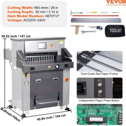 VEVOR Electric Hydraulic Paper Cutter, Heavy Duty Paper Cutter Machine 26
