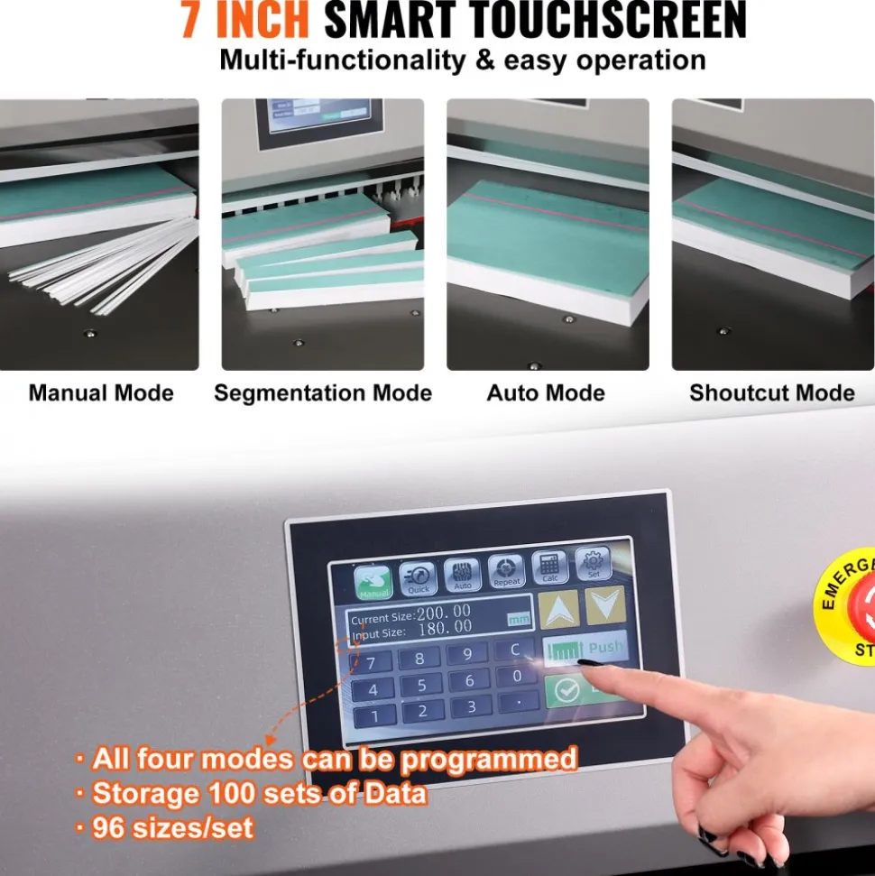 VEVOR Electric Hydraulic Paper Cutter, Heavy Duty Paper Cutter Machine 26" /660.4mm Cutting Width, 3.14"/80mm Cutting Thickness, Electric Paper Trimmer with 7" Touchscreen Numerical Control