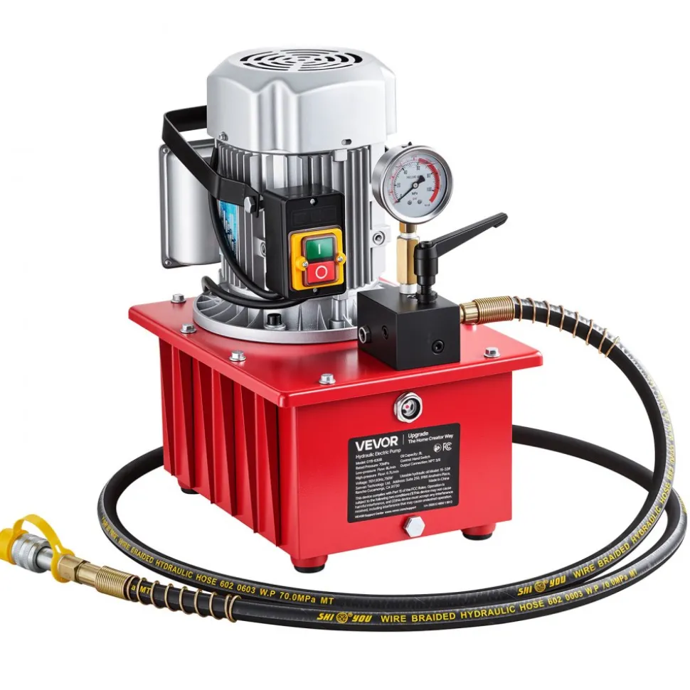 VEVOR Electric Hydraulic Pump, 750W 10,000 PSI, 120V Single Acting Electric Driven Hydraulic Pump Power Pack Unit, with Manual Valve, 2.1 Gallon / 8L, for Punching, Bending, Single Acting Cylinders